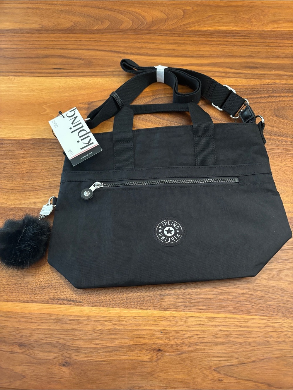 NWT New Kipling Black Nylon Zamora Up Crossbody Travel Bag Purse